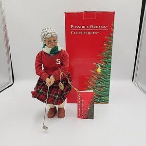 Clothtique Possible Dreams WHILE SANTA'S AWAY Mrs Claus Golfing #713203 1999 10"